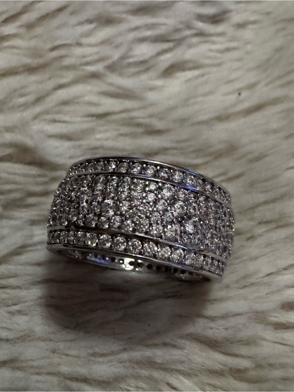 Wide Pavé Crystal Rhinestone Statement Band Ring Silver Tone Size 10 - Picture 8 of 8